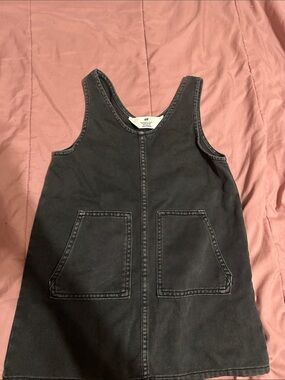 H&M Black Denim Pinafore dress with Front Pockets
